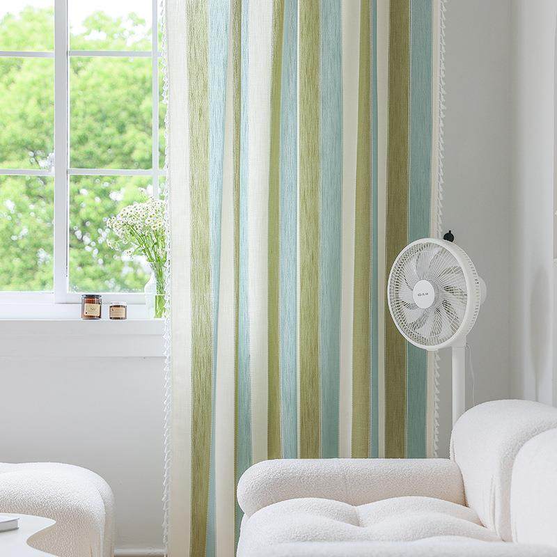 横岗窗帘竖条条纹几何印花厨房帘窗帘成品飘窗半遮光棉麻窗帘,居家布艺,成品窗帘,淘宝优惠券,粉丝福利购,淘宝优惠卷