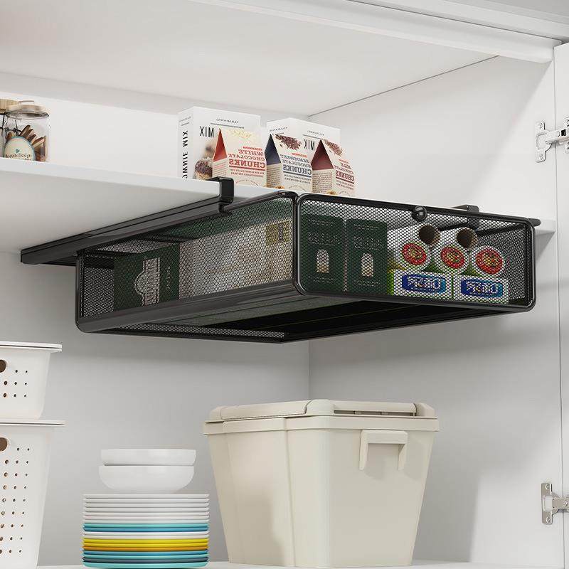 家用橱柜下挂式置物架厨房免安装杂物吊柜收纳架宿舍上铺床边挂篮,厨房/烹饪用具,抹布架/厨房清洁收纳架,淘宝优惠券,粉丝福利购,淘宝优惠卷
