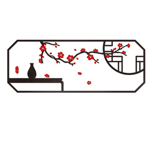 新中式 电视背景墙贴纸画3立体房间布置客餐厅沙发墙面新年装 饰品