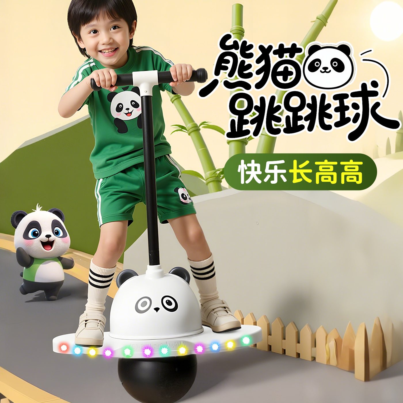 熊猫发光跳跳球儿童弹力球