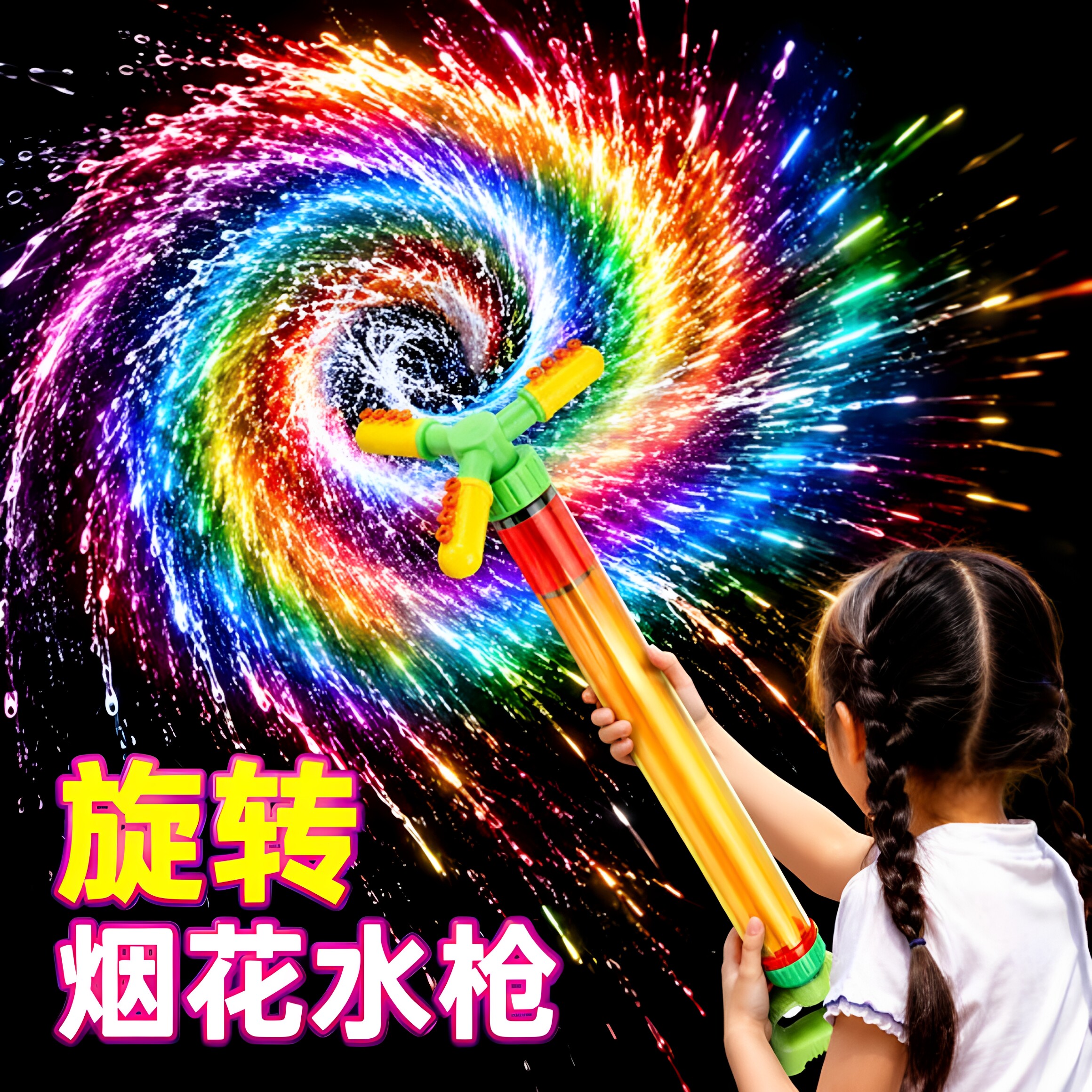 彩虹棒棒糖烟花水枪2026新款儿童打水仗神器户外玩水喷水装备玩具