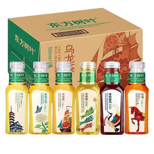 农夫山泉东方树叶青柑普洱500ml*15瓶无糖桂花乌龙茶茉莉花茶饮料