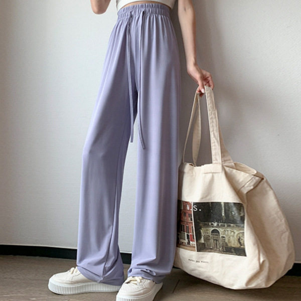 冰丝防晒裤女夏季薄款小个子高腰垂感宽松显瘦休闲直筒凉凉阔腿裤