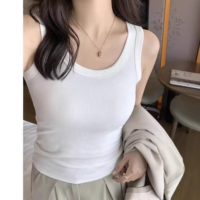 冰丝螺纹防走光薄款春夏季无袖打底修身新款显瘦吊带内搭背心上衣