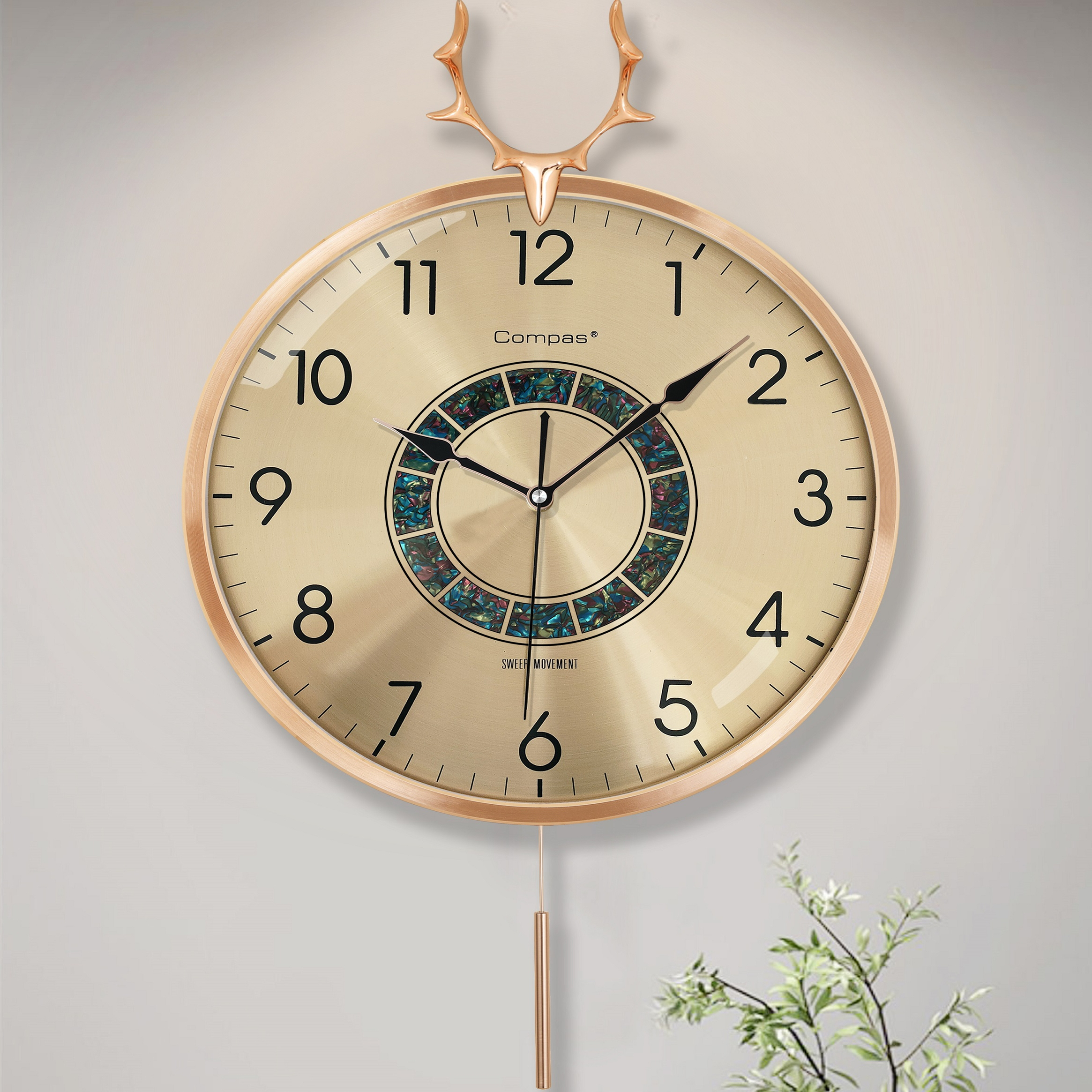 客厅挂钟康巴丝环保金属玻璃时尚