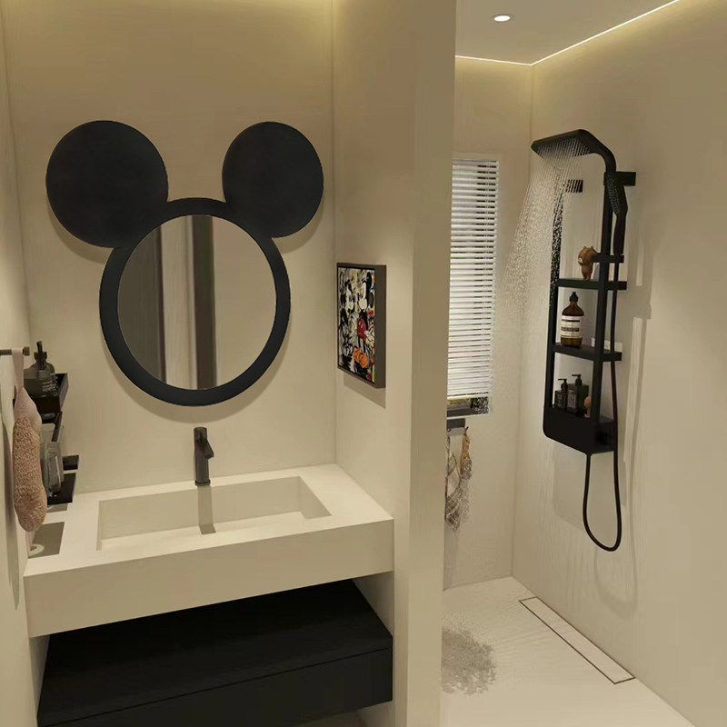 北欧米奇可爱造型装饰镜网红轻奢异形壁挂洗手台卫浴镜卧室化妆镜