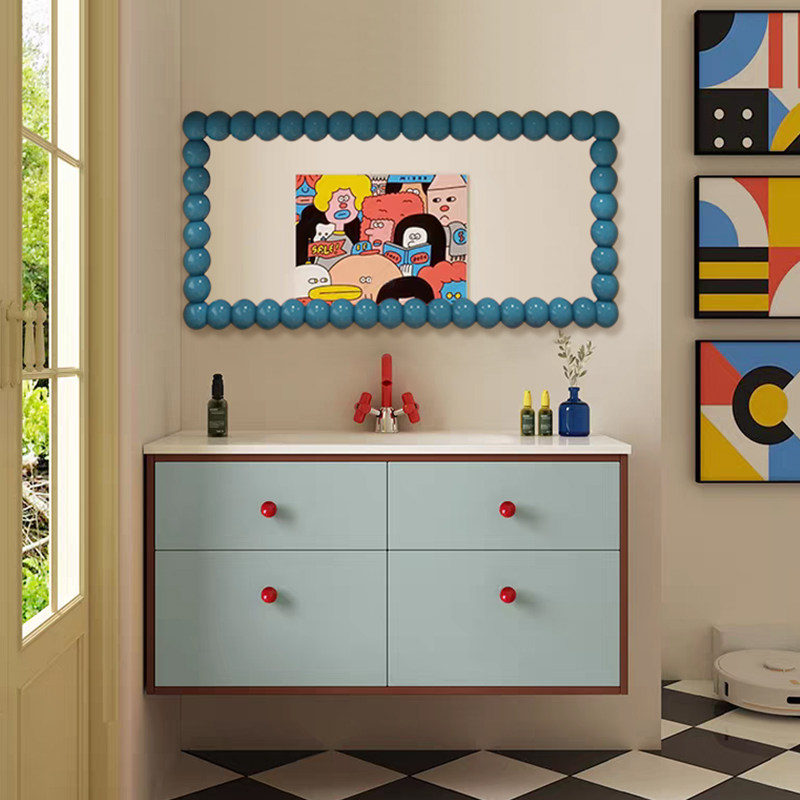 北欧ins风卫生间壁挂智能浴室镜美式落地全身镜轻奢艺术镜化妆镜