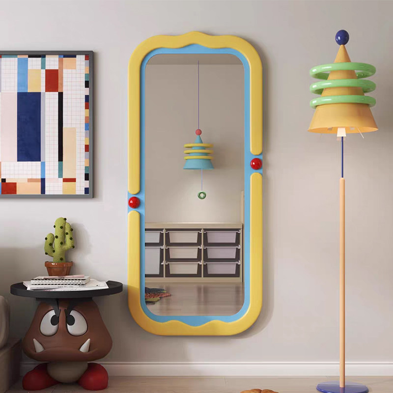 北欧ins网红落地全身镜多巴胺女生卧室衣帽壁挂穿衣镜异形试衣镜