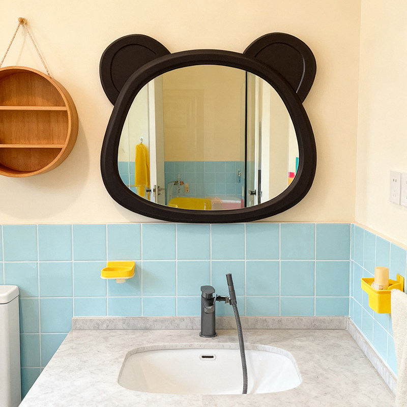 北欧可爱卡通造型儿童房浴室镜洗漱台智能化妆镜墙面艺术装饰镜子