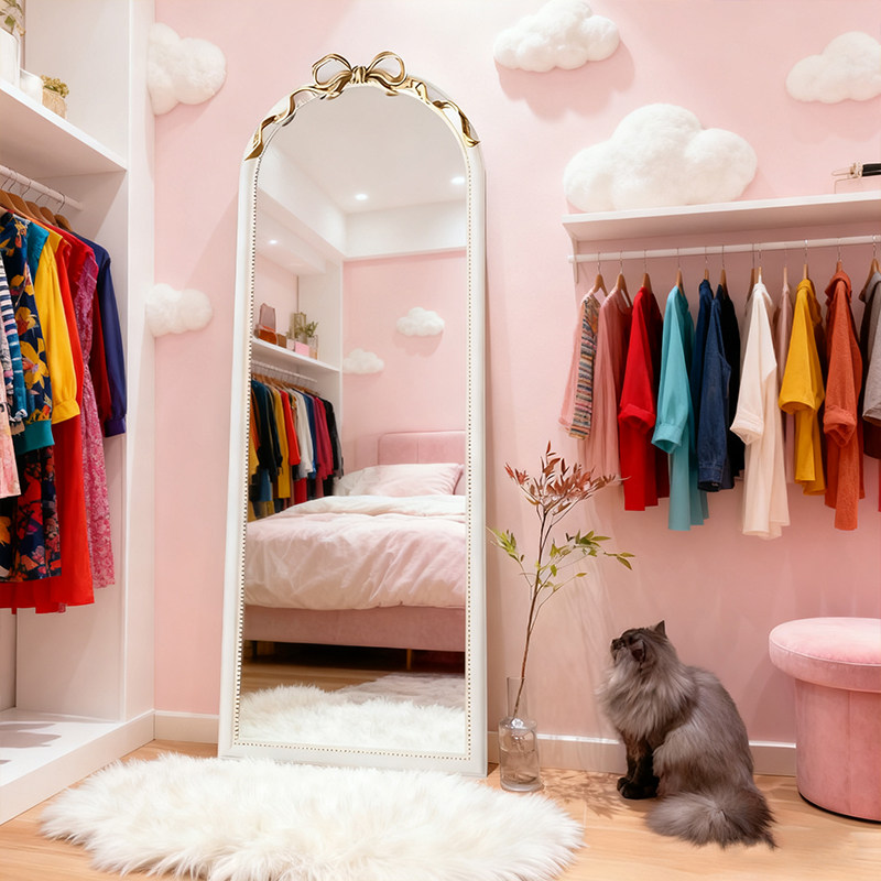 法式轻奢高级落地全身镜欧式家用卧室试衣镜服装店设计师试衣镜子