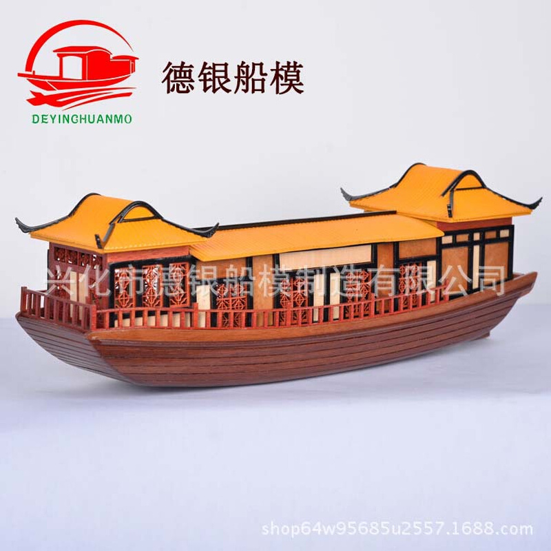 厂家公供应画舫船模 工艺品装饰摆件 手工木制作木船模型批发