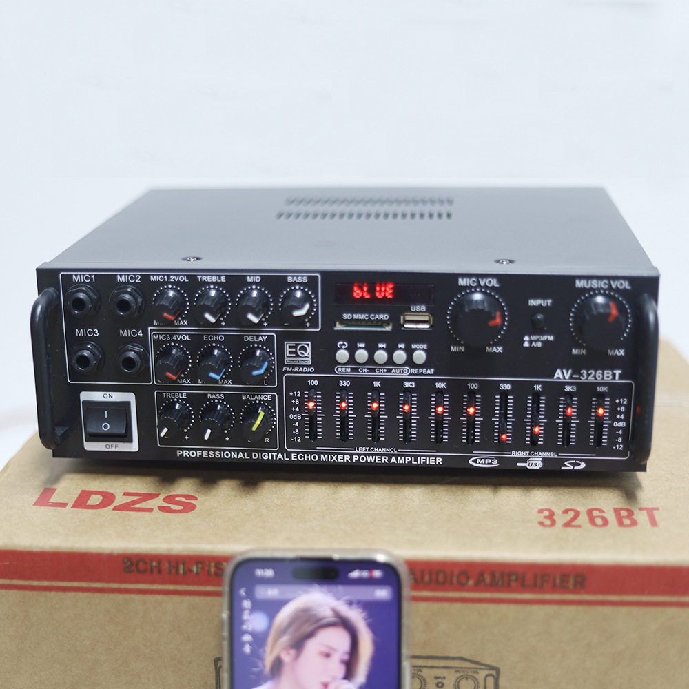 600瓦大功率家用功放机12V/220V蓝牙EQ均衡器车载户外K歌两用功放