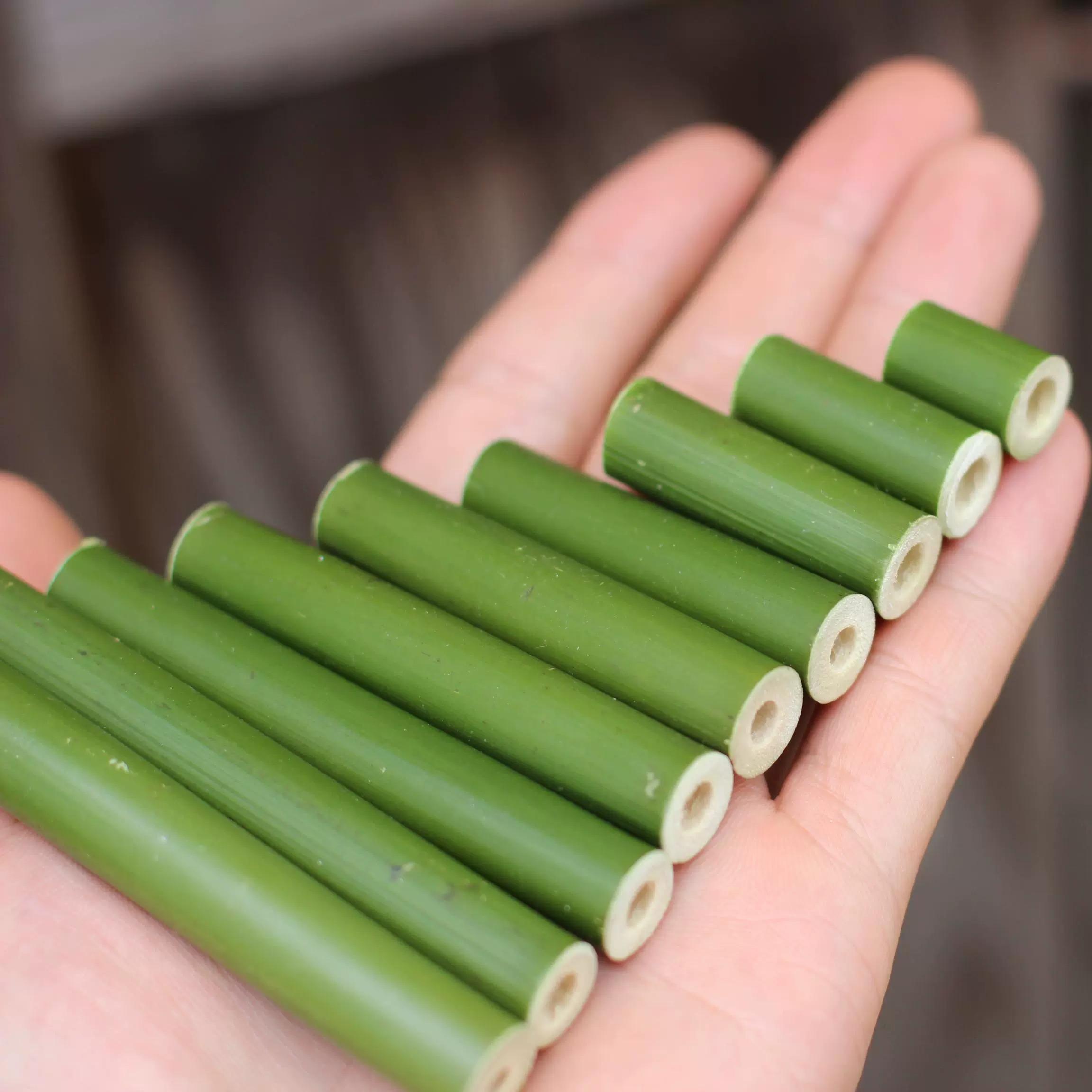 现砍新鲜细竹段绿竹筒花艺插花