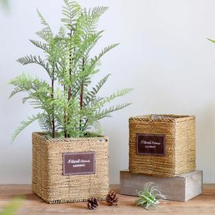 北欧ins风藤编花盆草编手工编织花篮绿植盆栽落地大套盆装饰田园