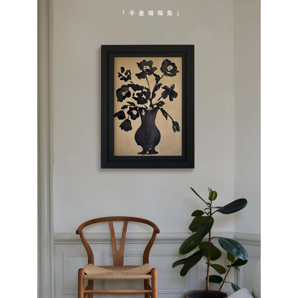 山茶花创意挂画卧室床头墙上装饰品覆古高级感立体挂件现代装饰画