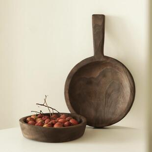 DIHOME自然系托盘小号果盘侘寂度假风松弛感家装个性实木民宿软装