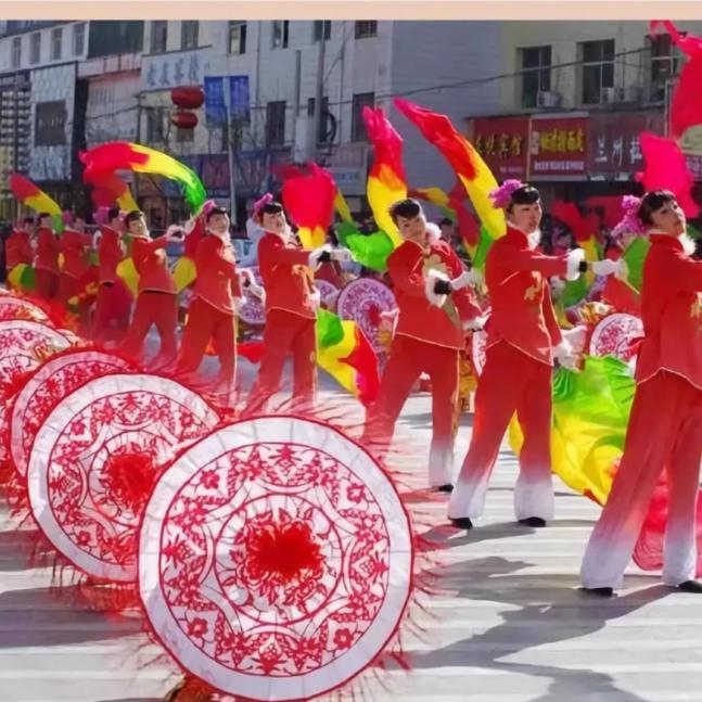 新款秧歌花伞剪纸社火表演舞蹈陕北秧歌伞元宵节演出节日