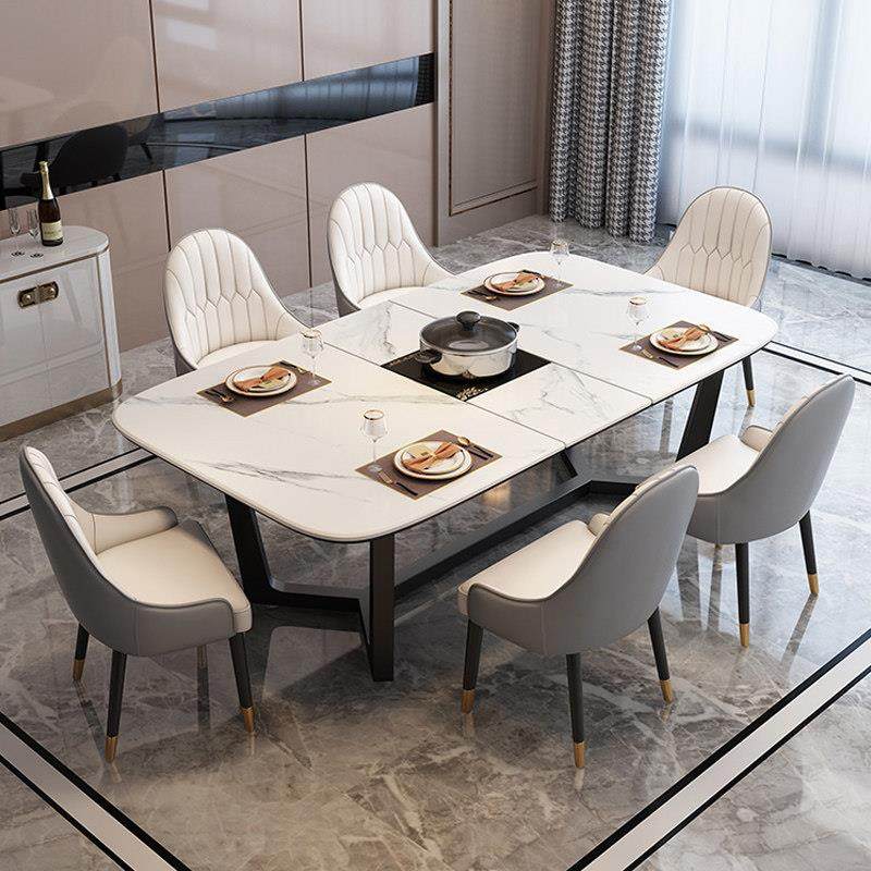 意式极简岩板餐桌椅组合北欧风可伸缩餐桌现代大小户型长方形餐台,住宅家具,岩板餐桌,淘宝优惠券,粉丝福利购,淘宝优惠卷