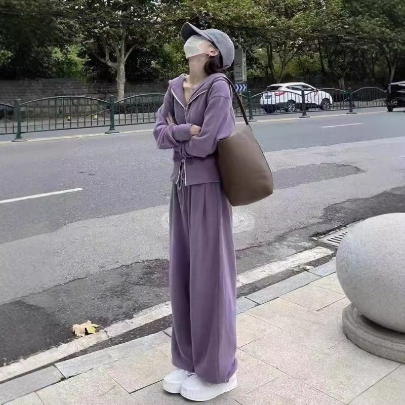 盐系休闲运动服套装女春秋港风复时尚套装
