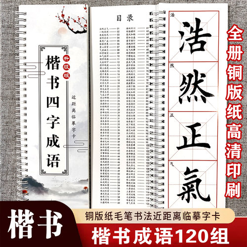 毛笔书法楷书（楷书四字成语）铜版纸近距离书法成语毛笔字帖