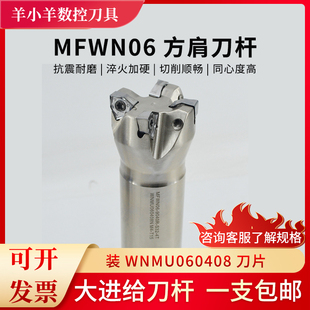 WNMU06开粗铣刀杆90度方肩大切深加工双面六角代替1604快进给刀杆