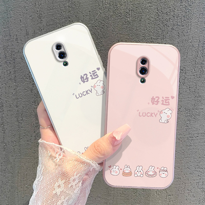 适用OPPOReno手机壳OPPO新款Reno1升降摄像头0PP0Ren0一代标准版老款OPPReno套OPPOReon玻璃全包男女好运兔子