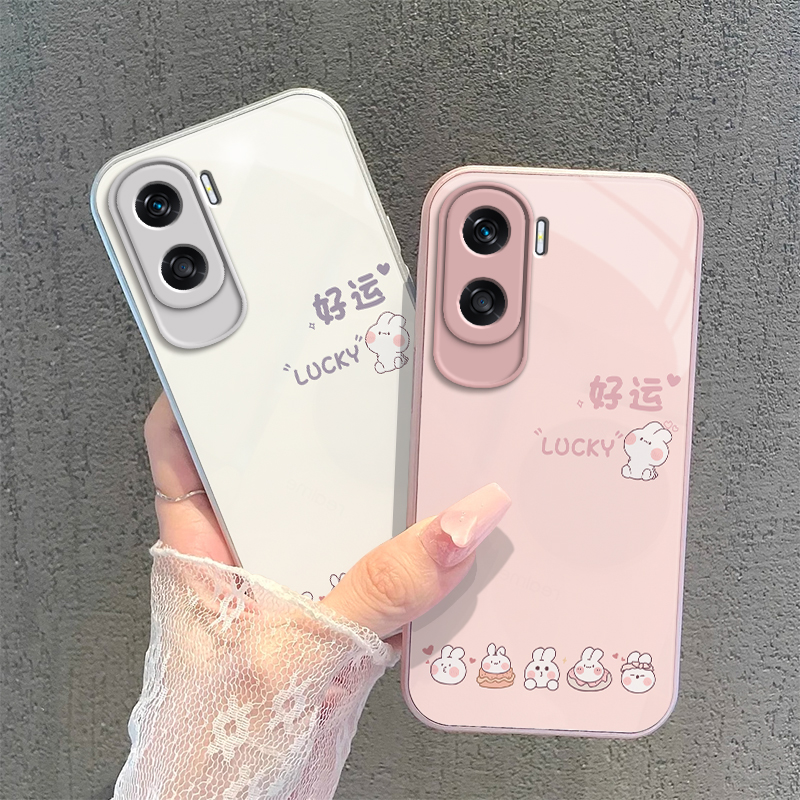 荣耀CRT一AN00手机壳X50i保护ANOO套CRTAN华为CRTANOO外壳新款金属漆玻璃壳全包防摔X5Oi男i女HonorX好运兔子