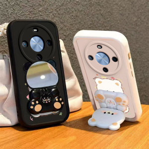 适用华为Hi畅享70plus手机壳小熊支架畅想7OPLUS保护套WIKO智选5G嗨WIKOHi新款镜子Pr0硅胶软壳全包防摔男女