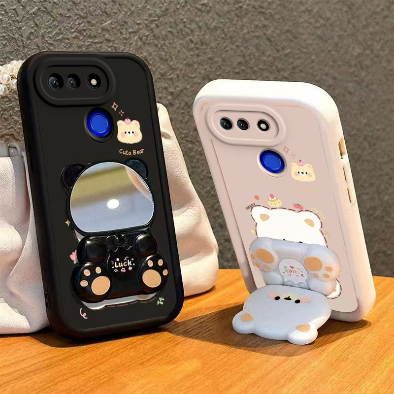 适用荣耀V20手机壳小熊支架HONORV20保护套华为PCT一AL10新款PCTAL10专用镜子V2O软硅胶全包防摔HONOR20V男女