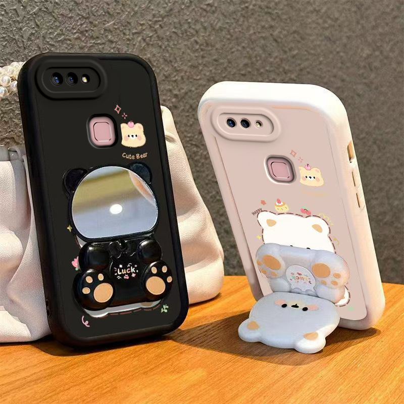 适用vivoX20手机壳小熊支架vivo X20保护套新款镜子硅胶全包防摔vivix步步高维沃叉二零vovox高级感viv0男女