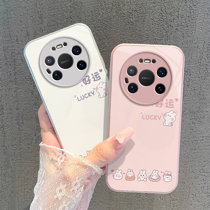 适用华为Mate80ProMax手机壳Meta80Pro新款M80Max保护套金属玻璃镜头全包防摔外壳POR魅特迈特MT男女好运兔子