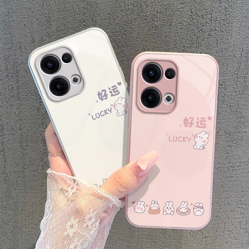 OPPOReno13手机壳OPPO新款Reno13Pro5G套OPPORone135G玻璃OPPOReon全包防摔OPPORneo男女OPP0PP0PPO好运兔子