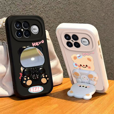 适用红米K90手机壳小熊支架RedmiK90Pro Max保护套REDMI小米新款ProMax液态硅胶镜头全包防摔系列外壳看男女