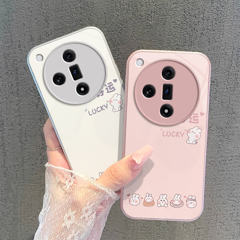 适用OPPOFindX7手机壳OPPO Find X7Pr0新款FindX7ultra套OPPOX玻璃0PP0FandX全包防摔OPPOFandX女好运兔子