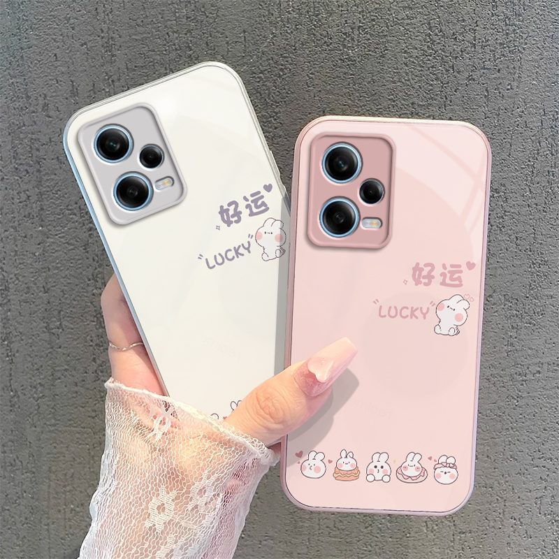 适用红米Note12Pro手机壳小米RedmiNote125G保护5G套Redmi新款not简约硬N0te玻璃Pr0全包防摔RED男女好运兔子