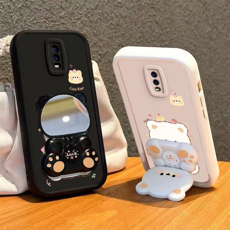适用OPPOR17手机壳小熊支架OPPO新款R17保护OPR套OPPR硅胶OPP0PP0PPO全包0PPOR防摔OPOPR镜子OPOOR/OOPOR男女