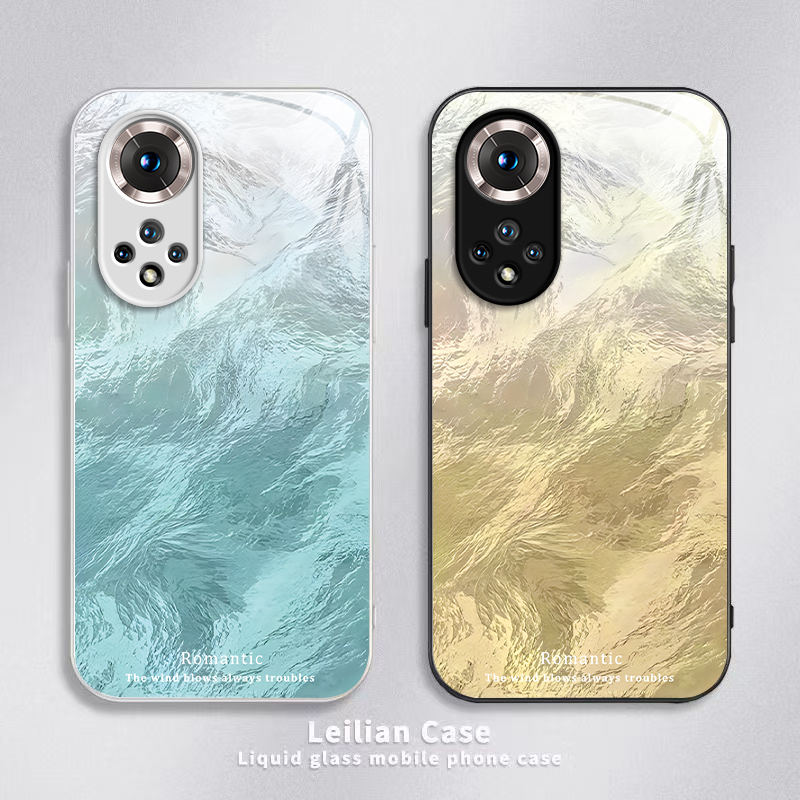 适用荣耀50手机壳华为HONOR5O保护套H0N0R50新款钢化玻璃全包防摔五十专用五零曲屏版简约曲面屏男女渐变羽纱