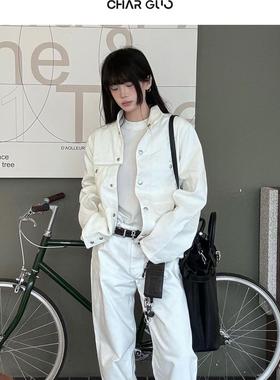 cleanfit2025新款TR风格白色牛仔裤直筒老钱休闲高个子微阔休闲裤