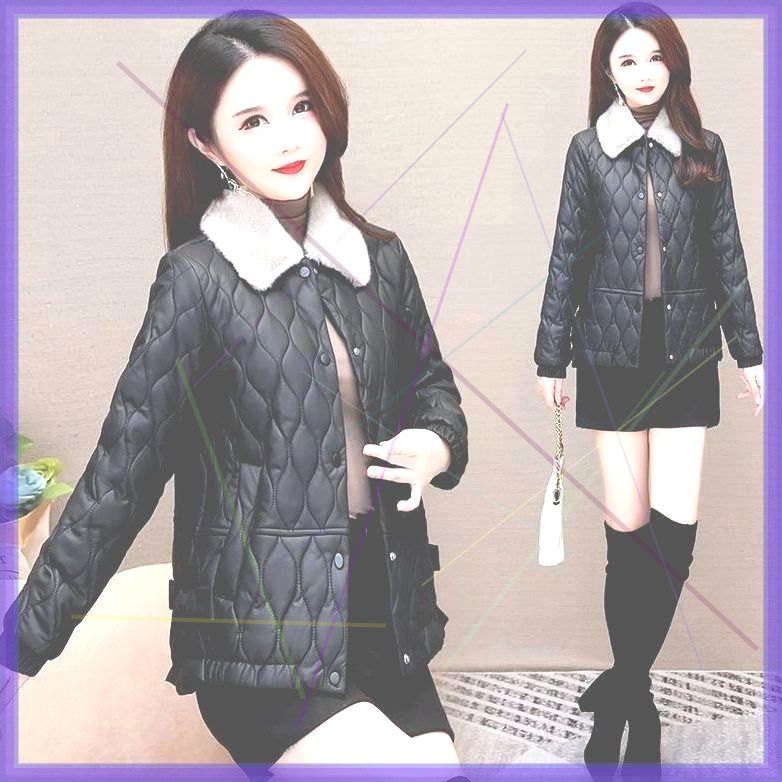 不裂皮免洗羽绒棉服女短款皮衣秋冬新款时尚洋气减龄百搭加厚外套