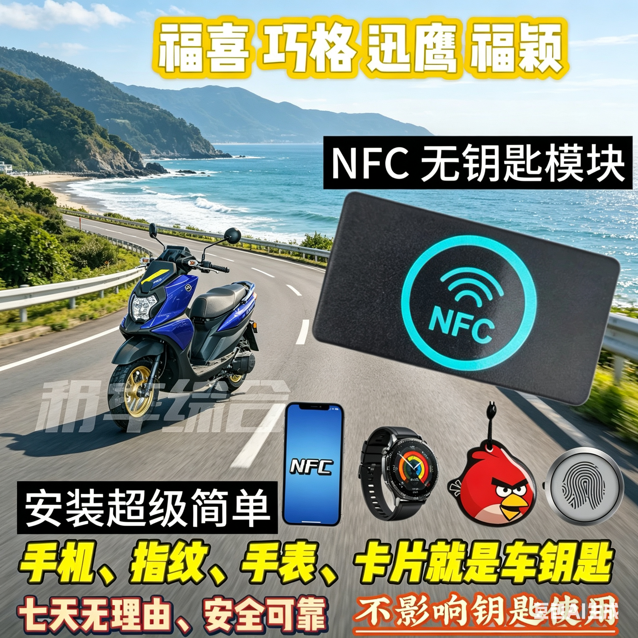 建设踏板125NFC无钥匙蓝牙模块,手机、指纹就是车钥匙,不怕丢钥匙