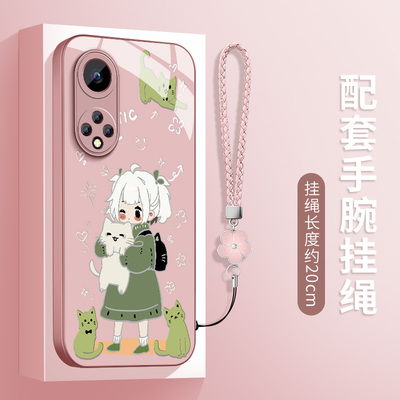 适用华为nova9手机壳新款Nova9pro保护套硅胶NOVA9se软外壳镜头带防摔后盖抱猫情侣男女高级挂绳金属漆玻璃网