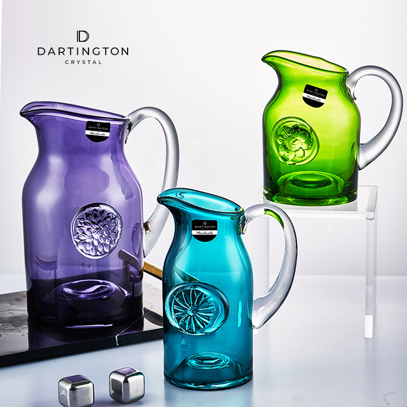 英国进口dartington水晶玻璃彩色冷水壶欧式简约扎壶果汁壶大号