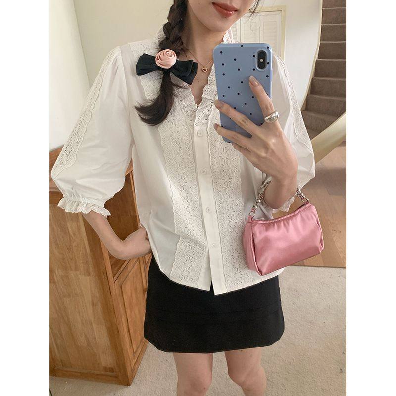 【南法白月光】歌铭法式复古V领蕾丝女式衬衫春季通勤上衣Y1312F,孕妇装/孕产妇用品/营养,衬衫/雪纺衫,淘宝优惠券,粉丝福利购,淘宝优惠卷