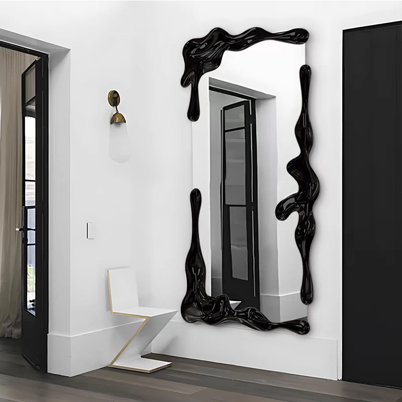 欧式不规则落地全身镜高级创意壁挂穿衣镜轻奢服装店设计师试衣镜
