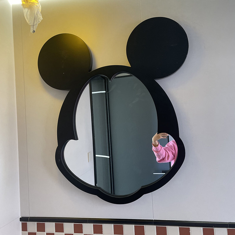 米奇造型高级轻奢镜子创意艺术挂式镜装饰化妆镜卧室智能家用挂镜