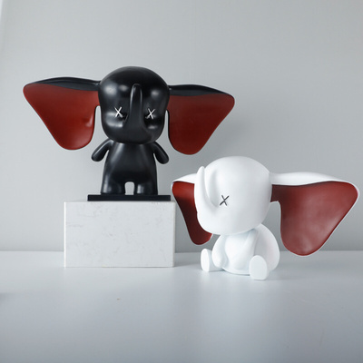 简约现代大耳朵小飞象创意可爱雕塑摆件样板间儿童房客厅家居饰品