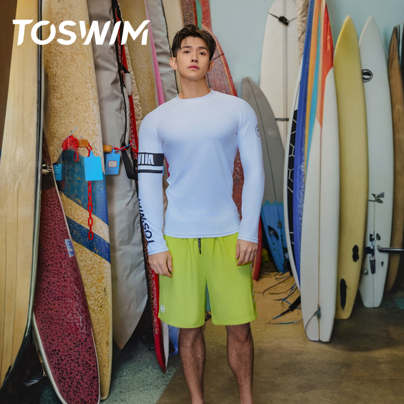 TOSWIM男士泳衣冲浪服海边度假沙滩裤及膝泳裤防晒速干高级感套装