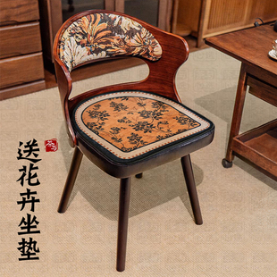 实木餐椅可旋转高脚靠背椅家用椅子轻奢2025化妆中古风餐桌椅凳子