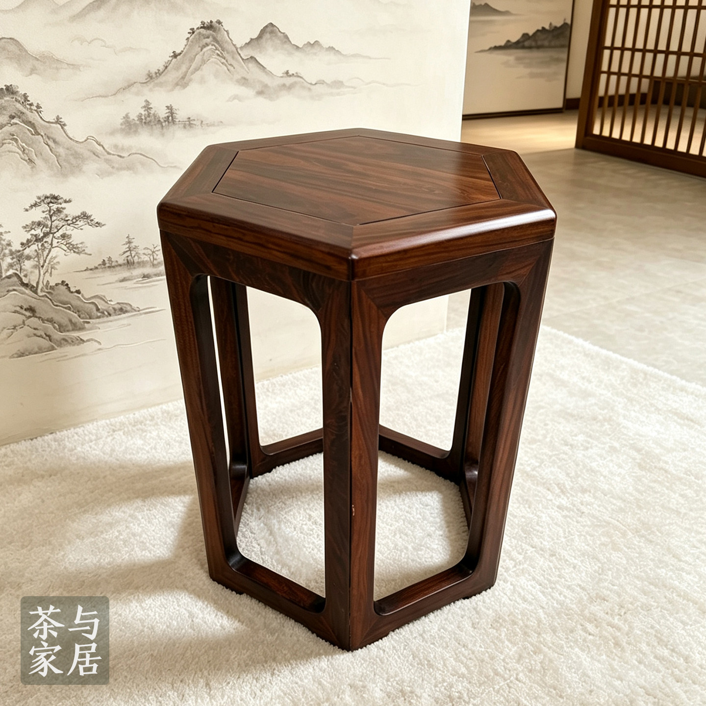 中式红木六角凳茶桌凳喝茶凳子小凳子酸枝家用实木小椅子坐凳