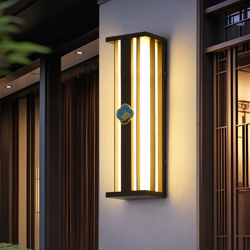 新中式太阳能户外壁灯防水庭院灯别墅外墙室外大门口灯柱子工程灯
